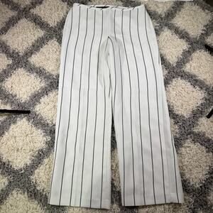 TALBOTS Signature Pants 100% Polyester White With Black Pinstripe Size 10‎